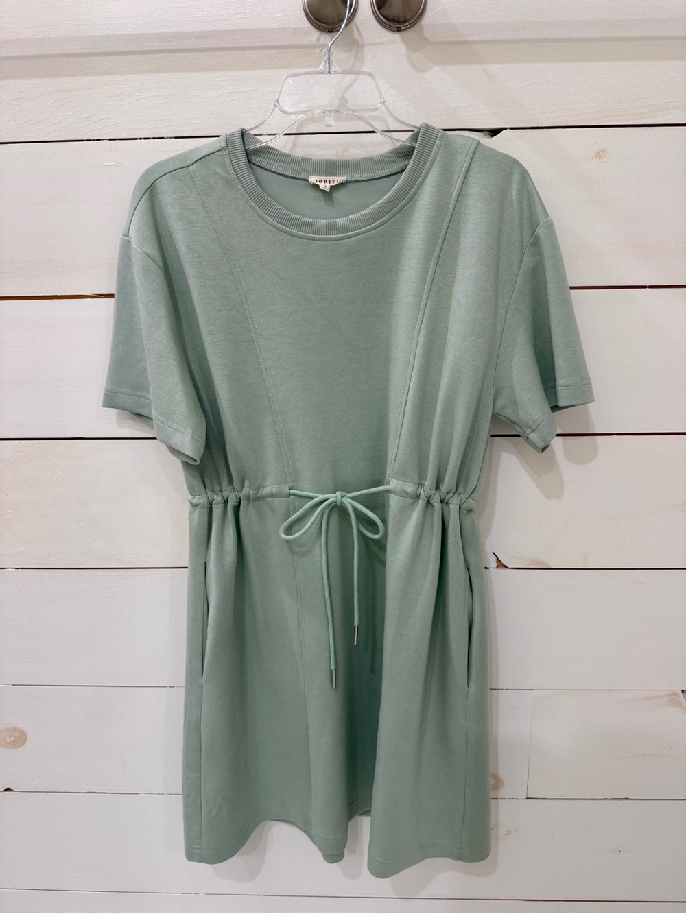 JODIFL Sage Green Drawstring Midi Dress